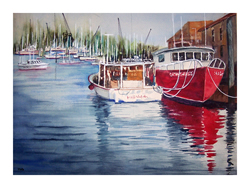 Painting of the Lagoon Harbor behind Rusty Belly in Tarpon Springs
